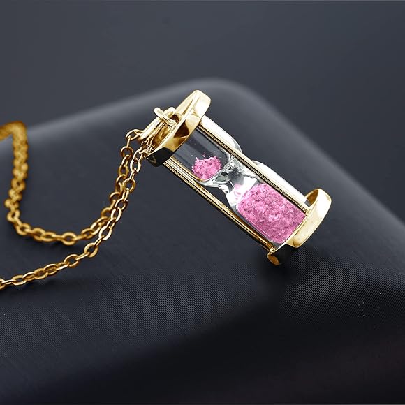 0.50 ct Pink Diamond Dust Hourglass Pendant 18k Yellow gold Plated 925 sterling silver