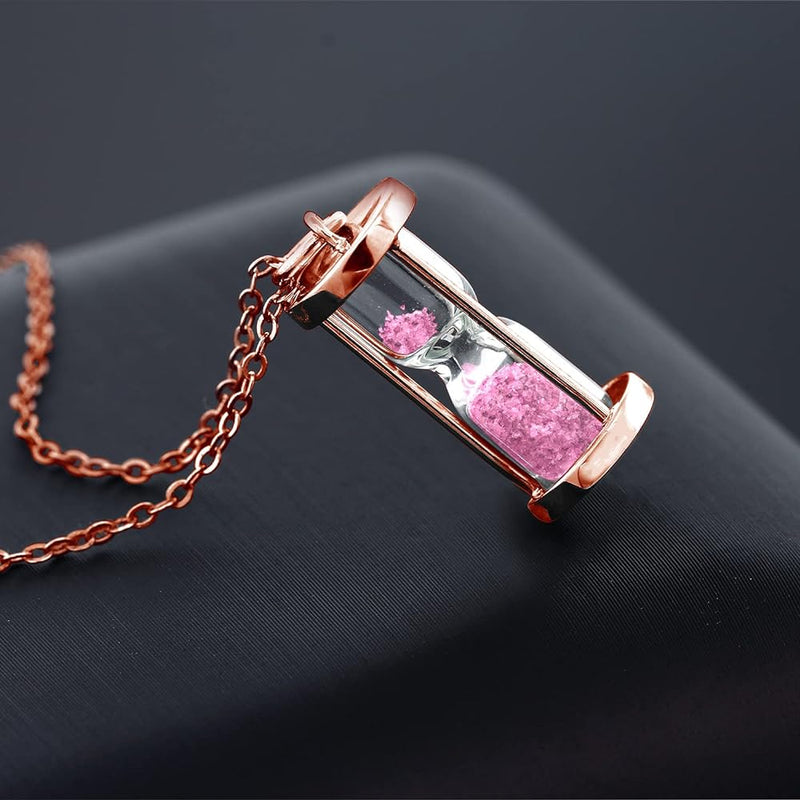 0.50 ct Pink Diamond Dust Hourglass Pendant 18k Rose gold Plated 925 sterling silver silver with 18