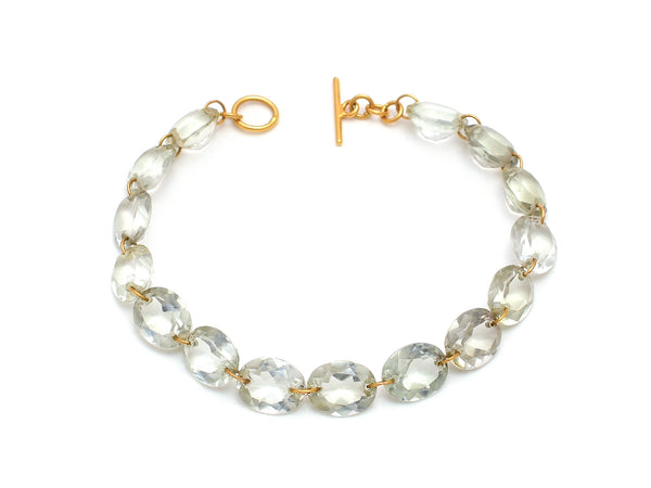 Green quartz lady like 22k yellow gold bracelet