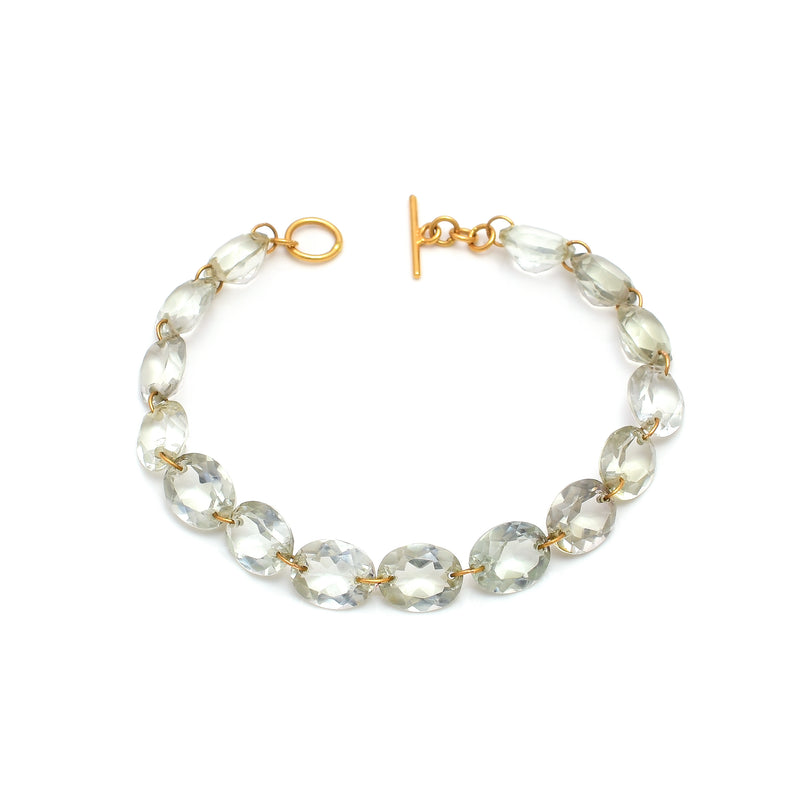 Green quartz lady like 22k yellow gold bracelet