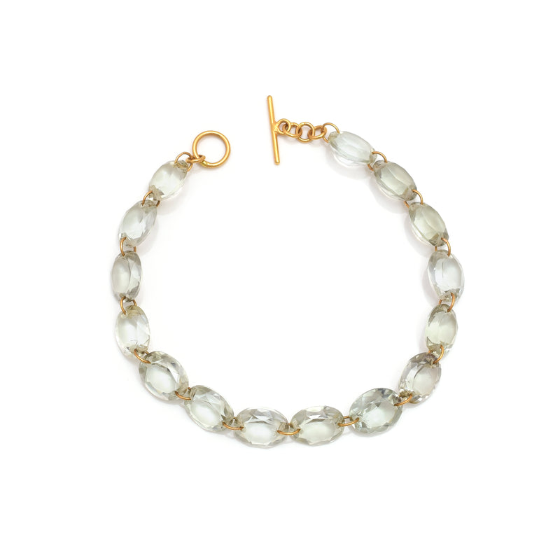 Green quartz lady like 22k yellow gold bracelet