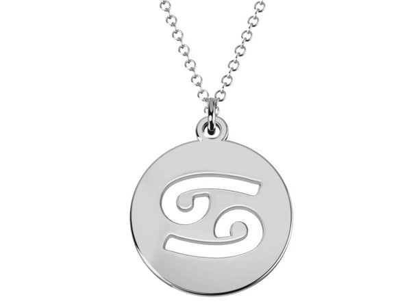 Cancer Zodiac Astrology Sign Cutout Disc Pendant 925silver-16