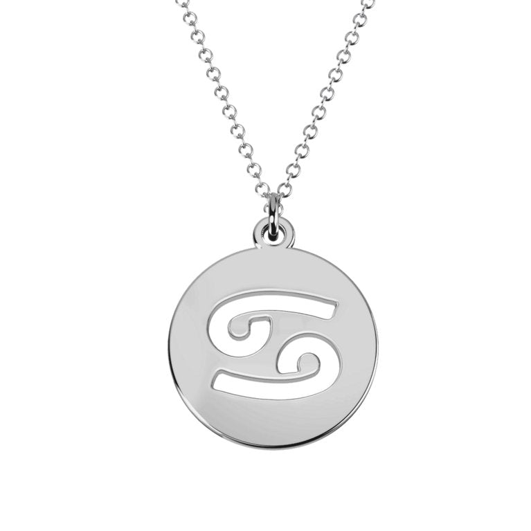 Cancer Zodiac Astrology Sign Cutout Disc Pendant 925silver-16