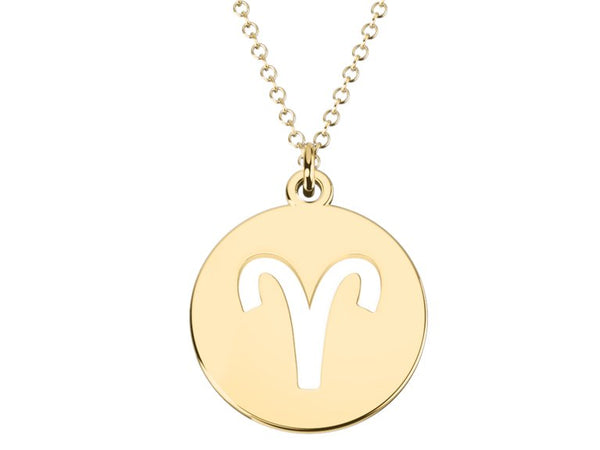 Aries Zodiac Pendant Necklace - 14k yellow gold plated Silver Charm holiday gift