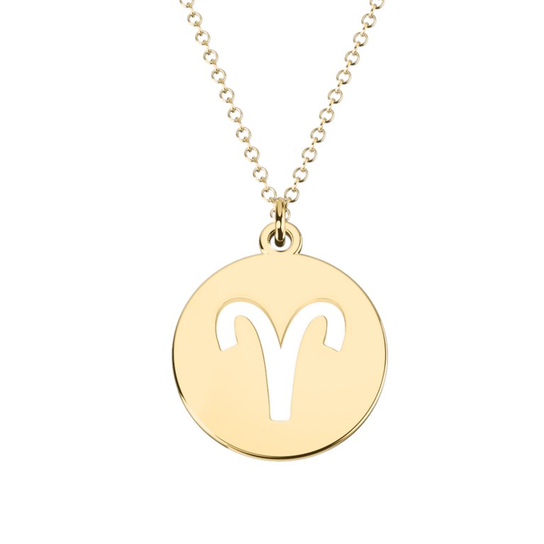 Aries Zodiac Pendant Necklace - 14k yellow gold plated Silver Charm holiday gift