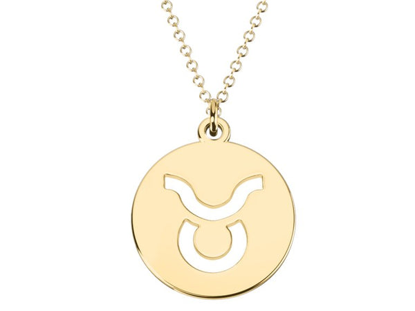 Taurus astrology Sign Pendant - 14k yellow gold plating Silver - Zodiac Jewelry