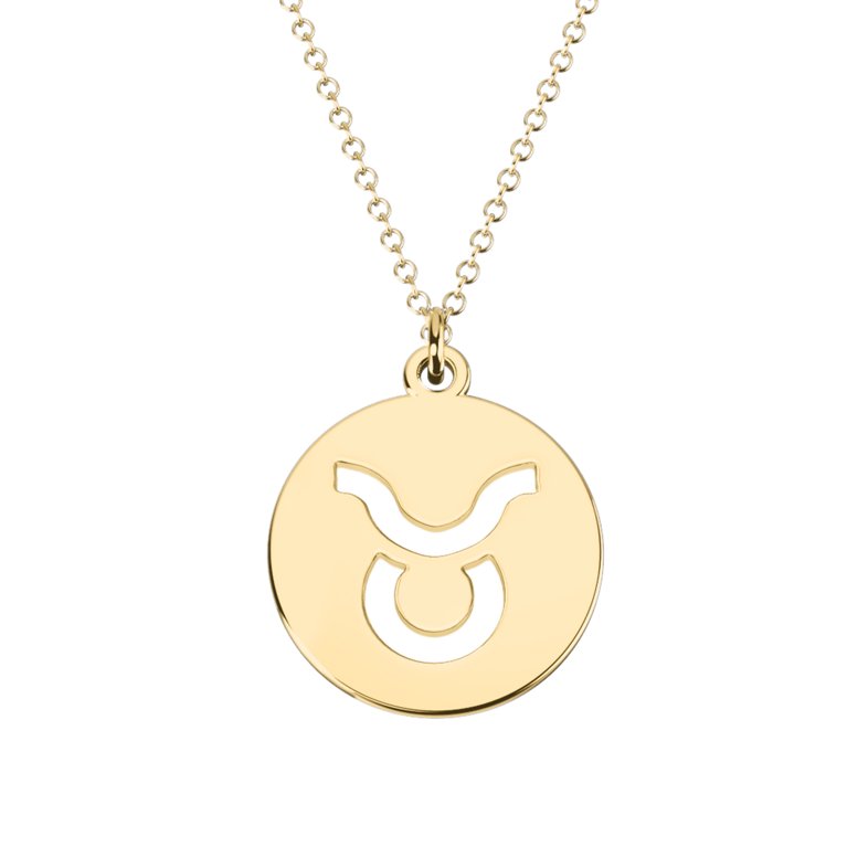 Taurus astrology Sign Pendant - 14k yellow gold plating Silver - Zodiac Jewelry