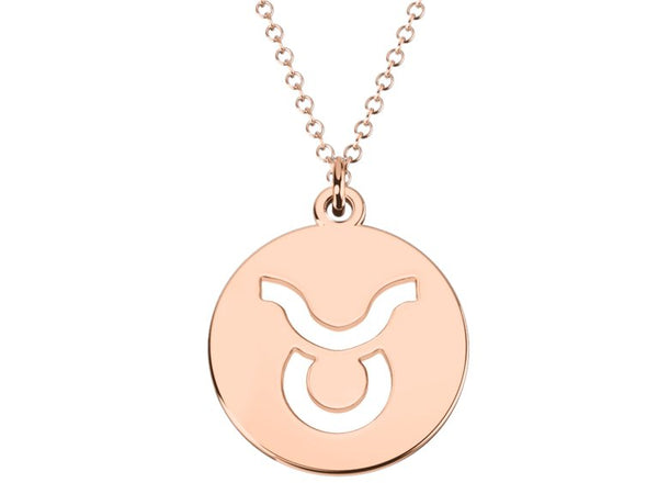 Taurus Zodiac Sign Pendant - 14k Rose gold plating Silver-Jewelry gift for dad