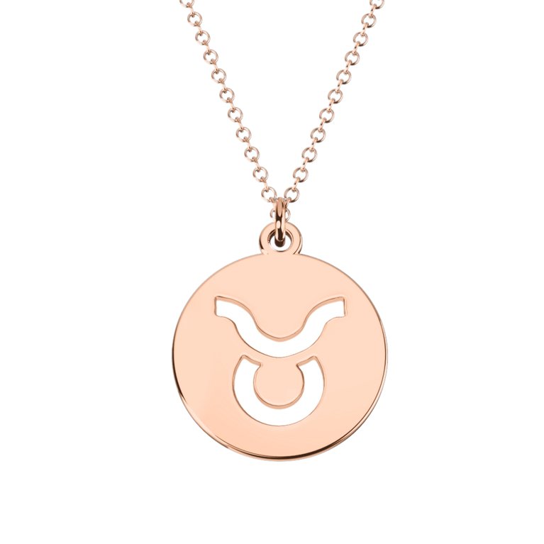 Taurus Zodiac Sign Pendant - 14k Rose gold plating Silver-Jewelry gift for dad