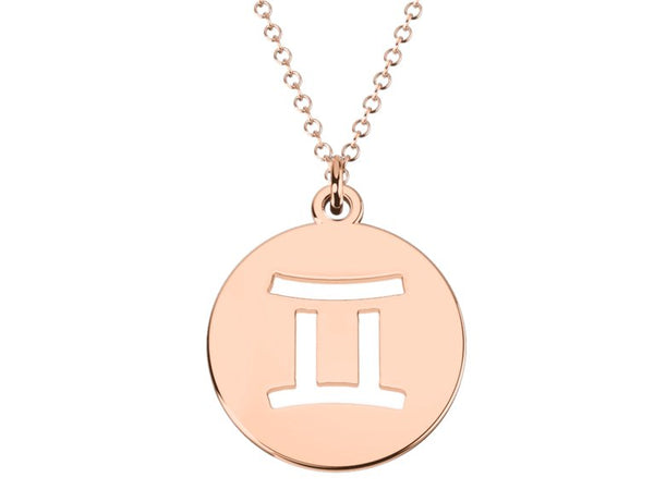 Pisces Zodiac Pendant Necklace 14k Rose Gold Plated silver - Horoscope jewelry