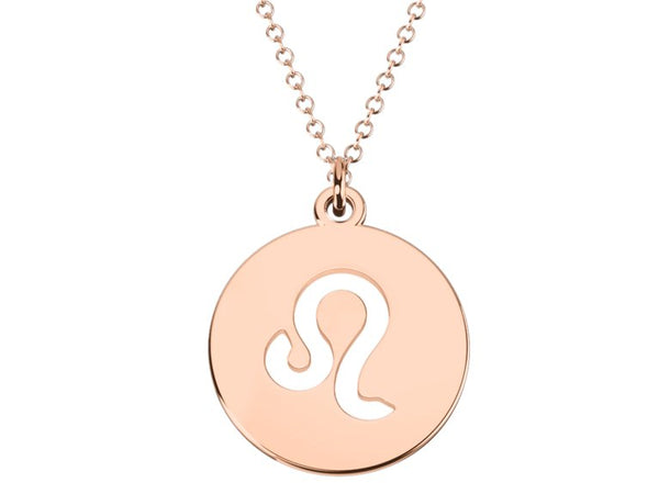 Leo Zodiac Sign Astrology Pendant -14k Rose gold plated silver-Necklace gift