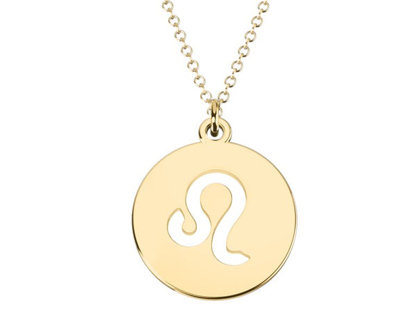 Leo Zodiac Sign Astrology Pendant -14k yellow gold plated silver-Necklace gift