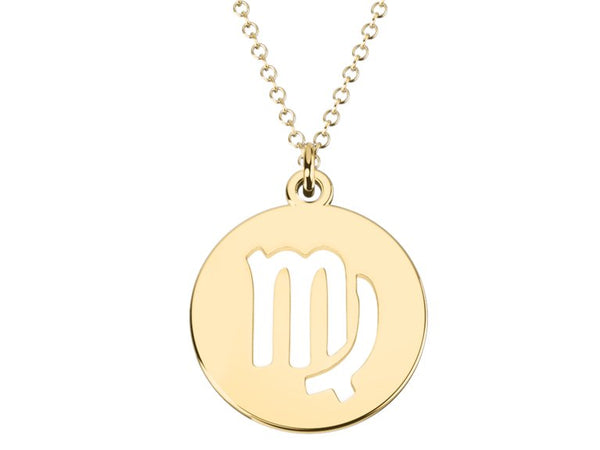 Virgo Zodiac Astrology Pendant-14k yellow gold plating Silver- Anniversary gift