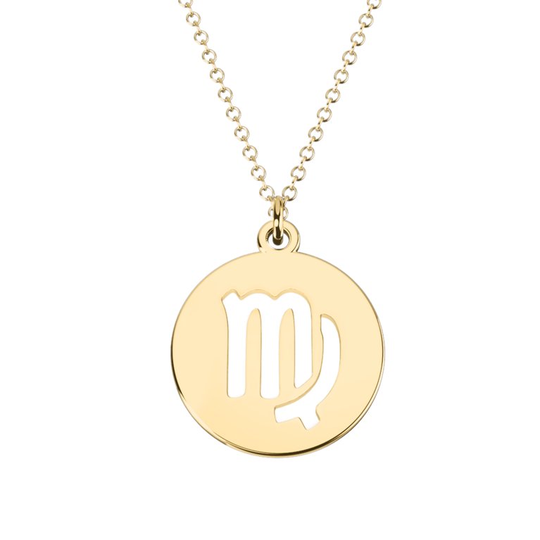 Virgo Zodiac Astrology Pendant-14k yellow gold plating Silver- Anniversary gift