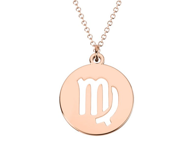 Virgo Zodiac Astrology Pendant-14k Rose gold plating Silver-gift for birthday