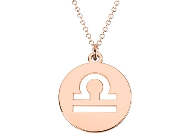 Libra Zodiac sign Pendant Necklace-14k Rose gold plated Silver-Horoscope jewelry