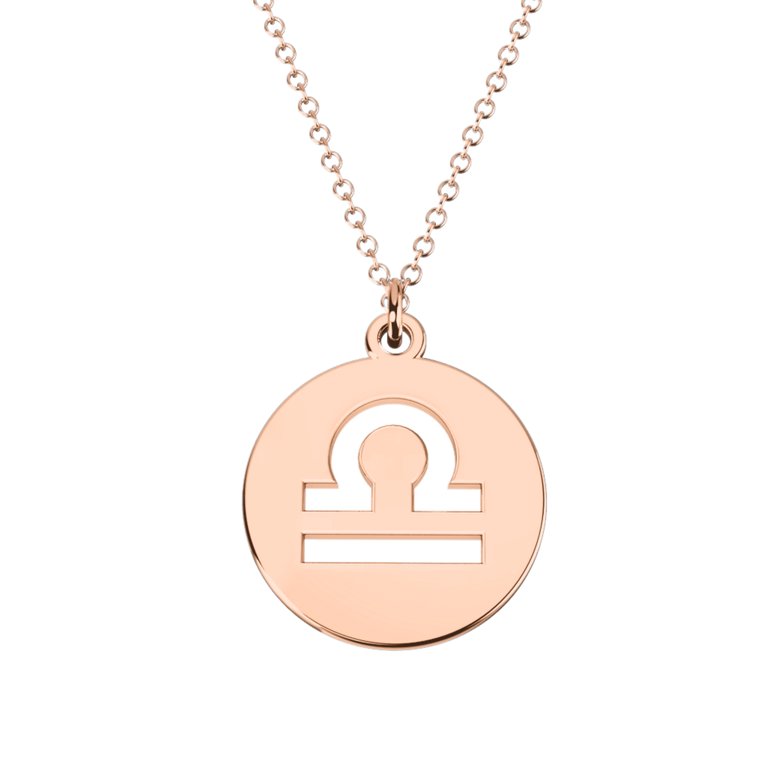 Libra Zodiac sign Pendant Necklace-14k Rose gold plated Silver-Horoscope jewelry