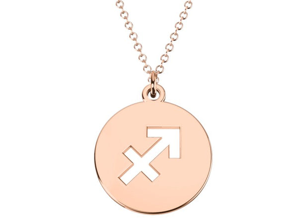 Sagittarius Zodiac Pendant 14 Rose Gold plated silver Astrology jewelry for mom