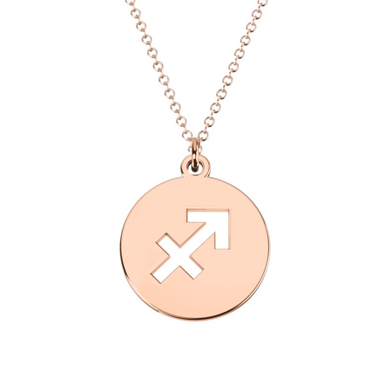 Sagittarius Zodiac Pendant 14 Rose Gold plated silver Astrology jewelry for mom