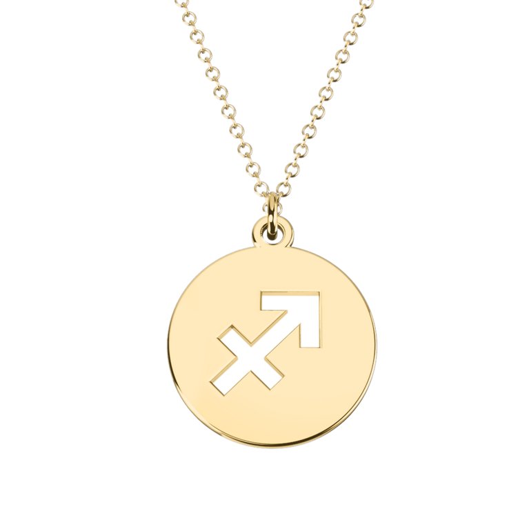 Sagittarius Zodiac Pendant-14k Yellow gold plated silver-Astrology jewelry lover