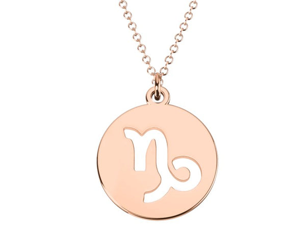 Capricorn Zodiac Astrology Pendant Necklace-14k Rose Gold Plated silver Jewelry