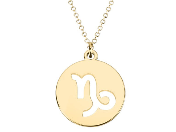 Capricorn Zodiac Astrology Pendant Necklace-14k yellow Gold Plated 925 silver