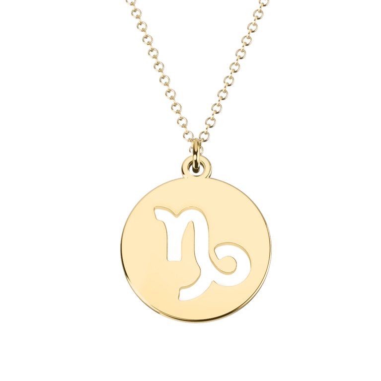 Capricorn Zodiac Astrology Pendant Necklace-14k yellow Gold Plated 925 silver