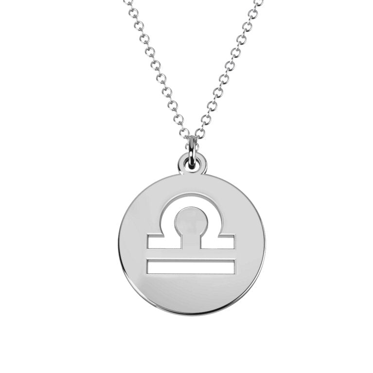 Libra Zodiac Horoscope Pendant Necklace Sterling Silver Jewelry for Men & Women