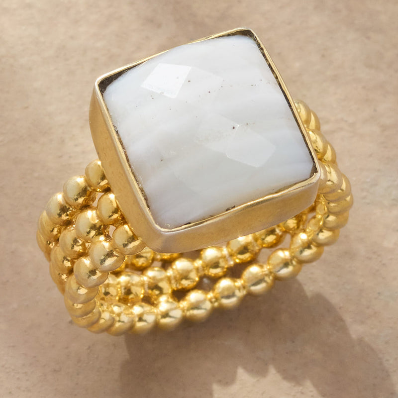 Sundance Gossamer Square ring 14k gold vermeil over 925 sterling silver