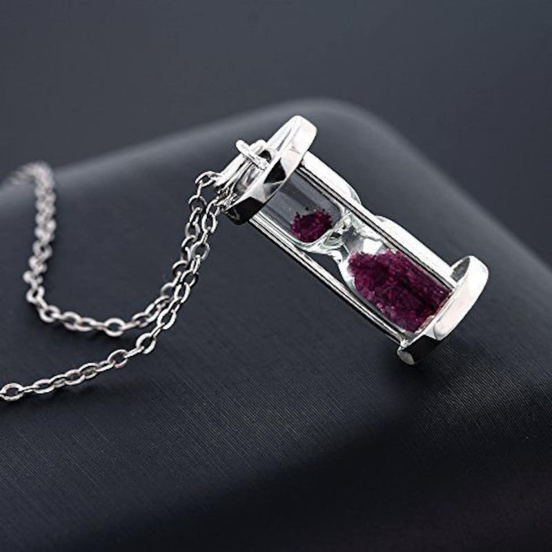 Ruby Dust Hourglass Pendant,0.75 Ct'Time in a Bottle'.925 Sterling Silver