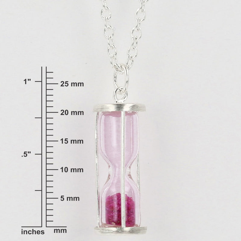 Ruby Dust Hourglass Pendant,0.75 Ct'Time in a Bottle'.925 Sterling Silver