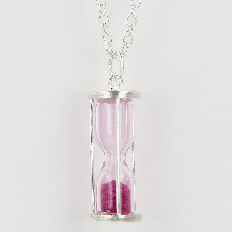 Ruby Dust Hourglass Pendant,0.75 Ct'Time in a Bottle'.925 Sterling Silver