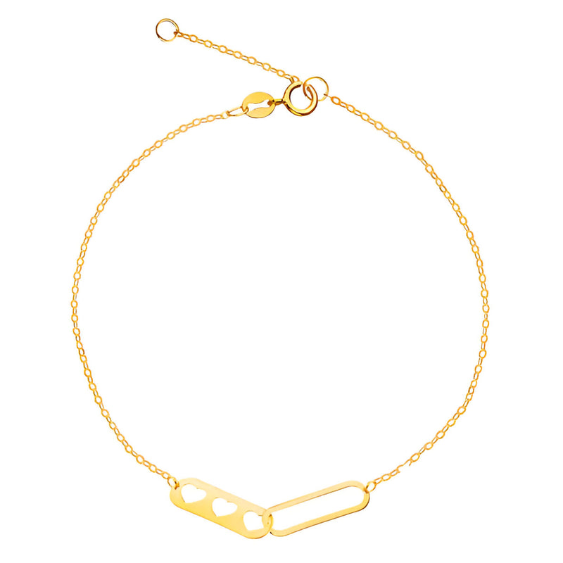 Gold Heart Bracelet for women-Minimalist Love Design-14K Gold Plated 925 silver