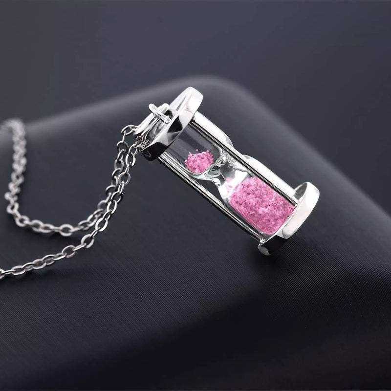 Pink Diamond 0.50 ct Dust Hourglass Pendant 925 sterling Silver with 18